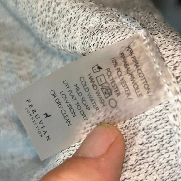 Peruvian Connection Pima Cotton Gray Open Front Cardigan Duster Small - Picture 6 of 9